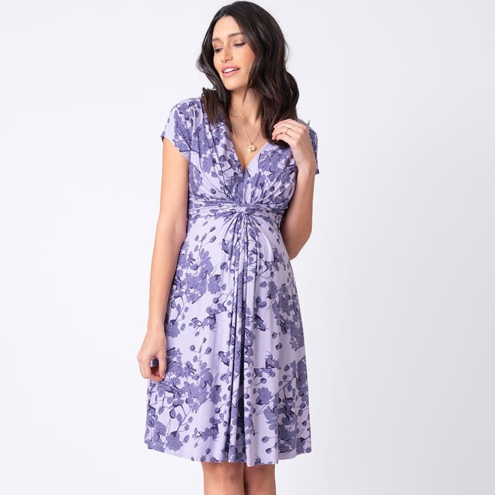 Seraphine Lavender Blossom Knot Maternity Dress